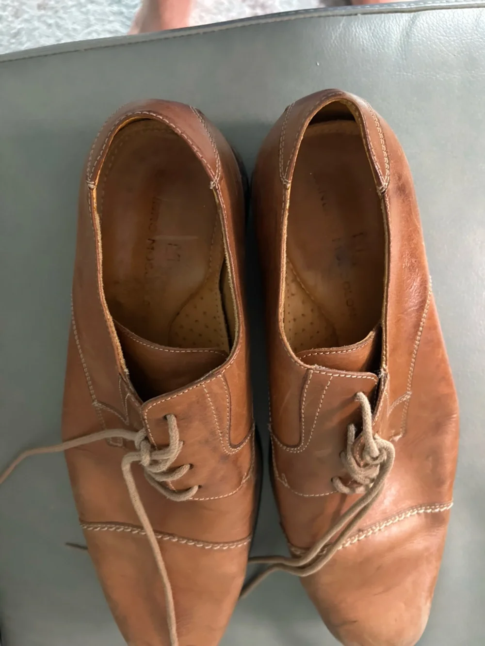 Sandro Moscoloni  Men's Classic Brown Leather Lace-Up Dress Shoes